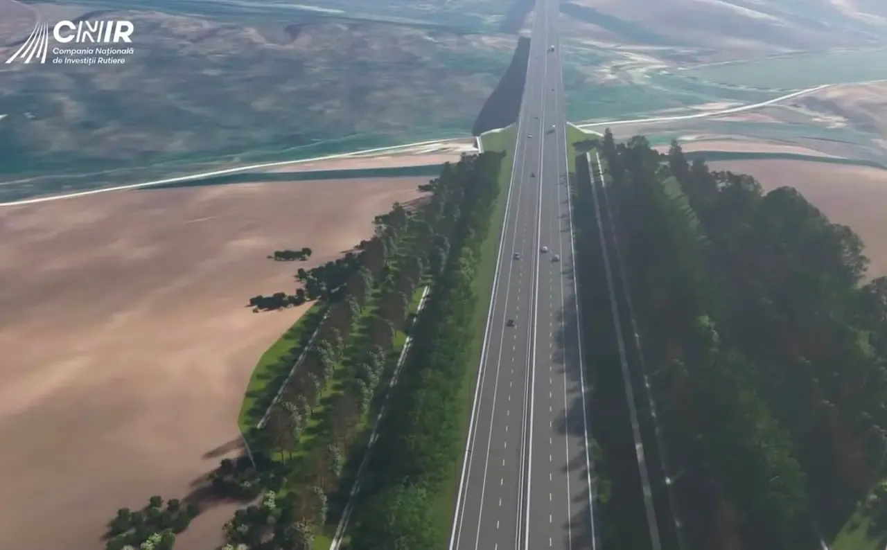 Randare a nodului rutier de la Golăiești (km 90+790), pe tronsonul 4 al Autostrăzii A8, aproape de capătul dinspre Prut